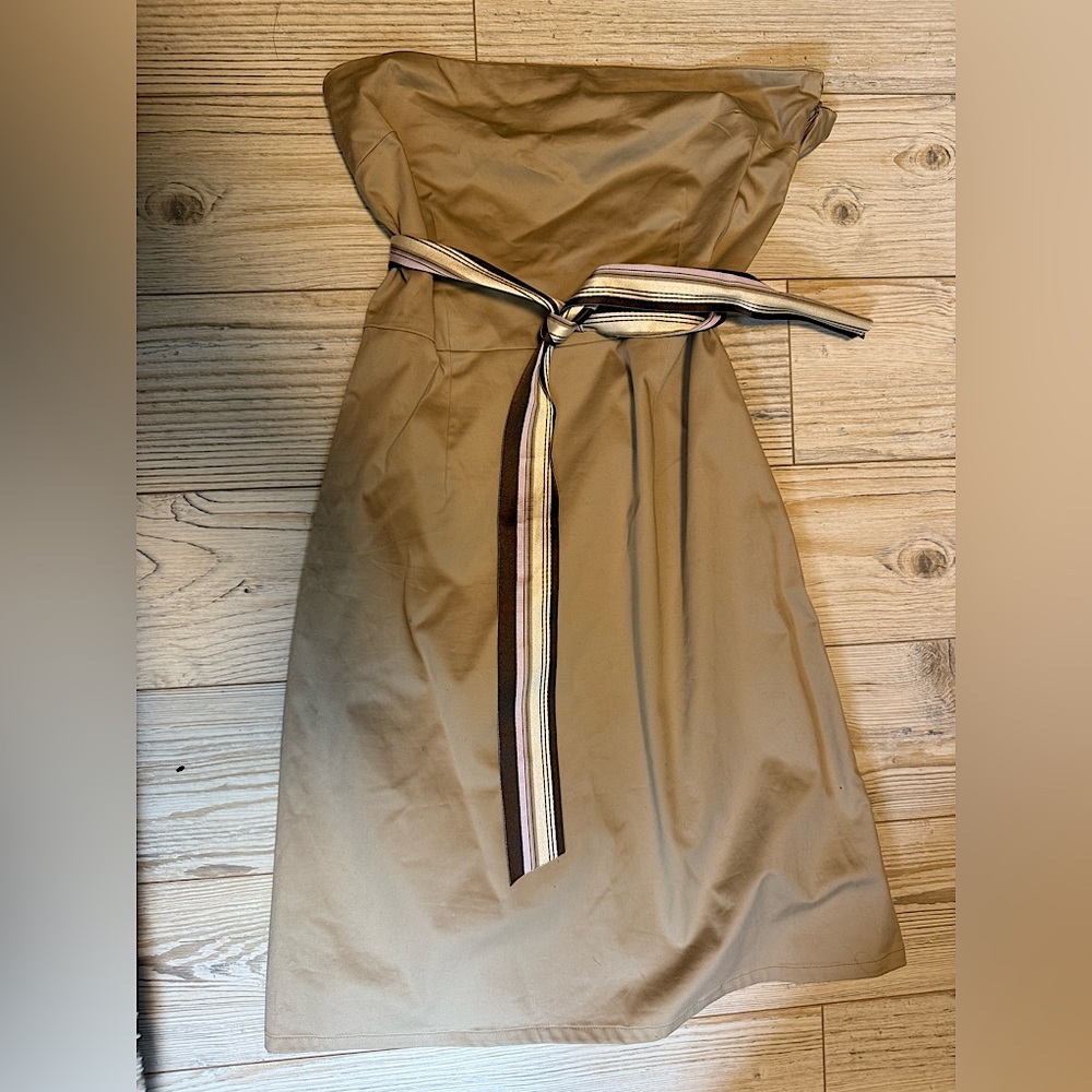 2000s Strapless Khaki Dress